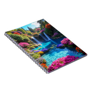 Cuaderno Arte de paisaje soñado de cascada tropical colorid