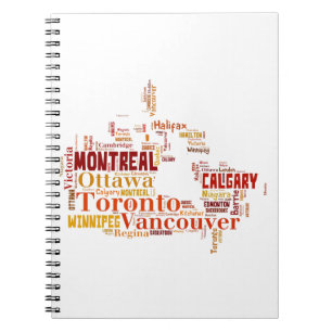 Cuaderno Arte de palabras de ciudades de Canadá