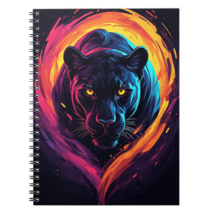 Cuaderno Arte de pantera agresiva en colores neón