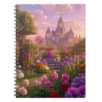 Cuaderno Arte de pared de jardín de flores estilo Minecraft