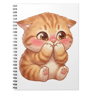 Cuaderno Arte de pared de lienzo de gatito naranja tímido y