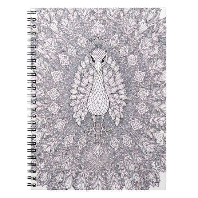 Cuaderno Arte de pared de pavo real de cristal | Línea geom (Frente)