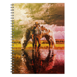 Cuaderno Arte de Pared de Reflexión de Vaquero y Caballo –