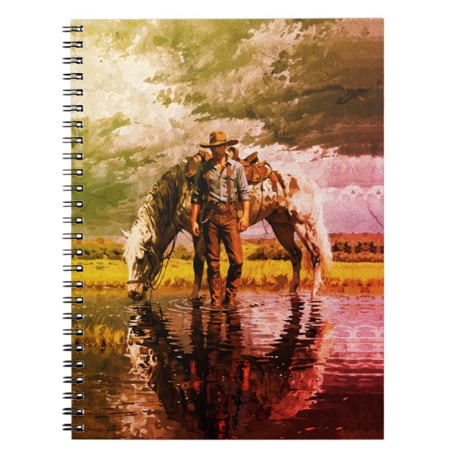 Cuaderno Arte de Pared de Reflexión de Vaquero y Caballo –  (Frente)