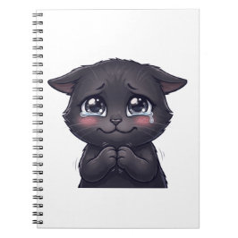 Cuaderno Arte de pared en lienzo de gato negro llorando ado