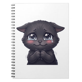 Cuaderno Arte de pared en lienzo de gato negro llorando ado
