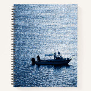 Cuaderno Arte de pared minimalista del océano Pescador Azul
