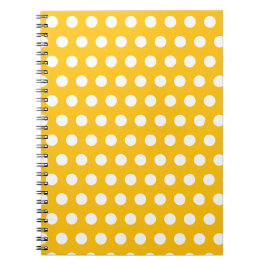 Cuaderno Arte de Patrón de Lunares Amarillo Soleado Blanco
