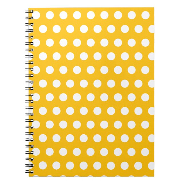Cuaderno Arte de Patrón de Lunares Amarillo Soleado Blanco (Frente)