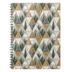 Cuaderno Arte de patrón de mosaico geométrico de montaña y