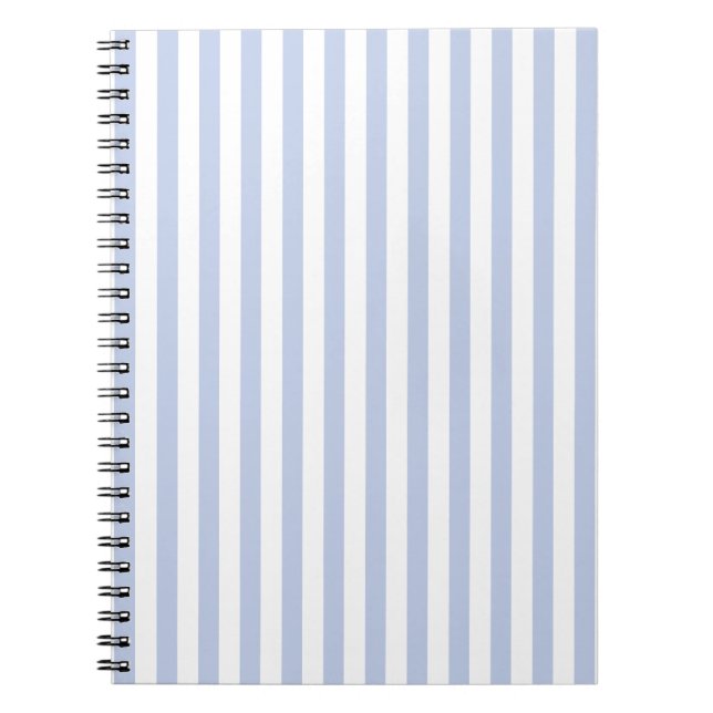 Cuaderno Arte de Patrón de Raya Vertical Blanca Azul Suave (Frente)