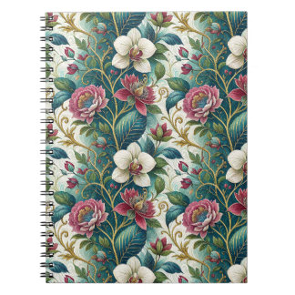Cuaderno Arte de patrón floral botánico elegante con flores
