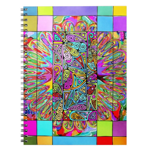 Cuaderno Arte de patrón pintado a mano y digitalmente 4 (Frente)