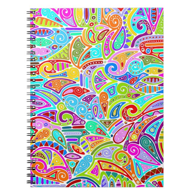 Cuaderno Arte de patrón pintado a mano y digitalmente 7 (Frente)