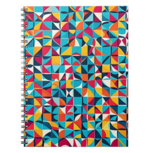 Cuaderno Arte de patrones geométricos retro coloridos