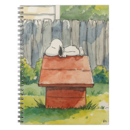 Cuaderno Arte de perro dormido en acuarela sobre caseta de