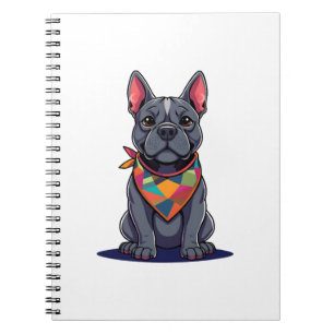 Cuaderno Arte de perro Frenchie Pitbull lindo con bandana