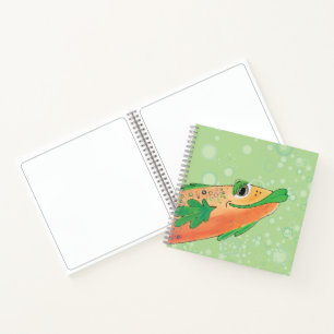 Cuaderno Arte de pescado alegre y caprichoso en Naranja y v