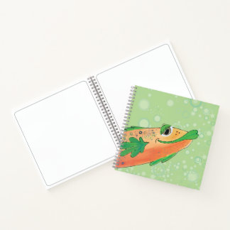 Cuaderno Arte de pescado alegre y caprichoso en Naranja y v