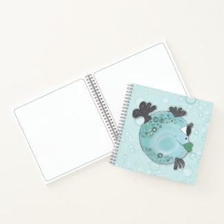Cuaderno Arte de pescado caprichoso y alegre en tonos Verde