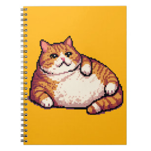 Cuaderno arte de píxel de gato gordo naranja