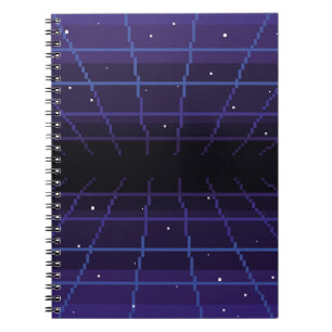 Cuaderno arte de píxeles de fondo retro-ciencia ficción de 
