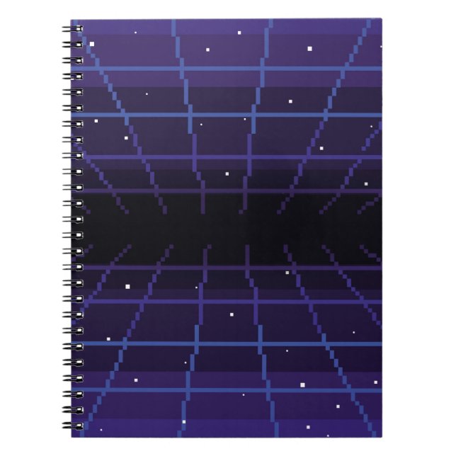 Cuaderno arte de píxeles de fondo retro-ciencia ficción de  (Frente)