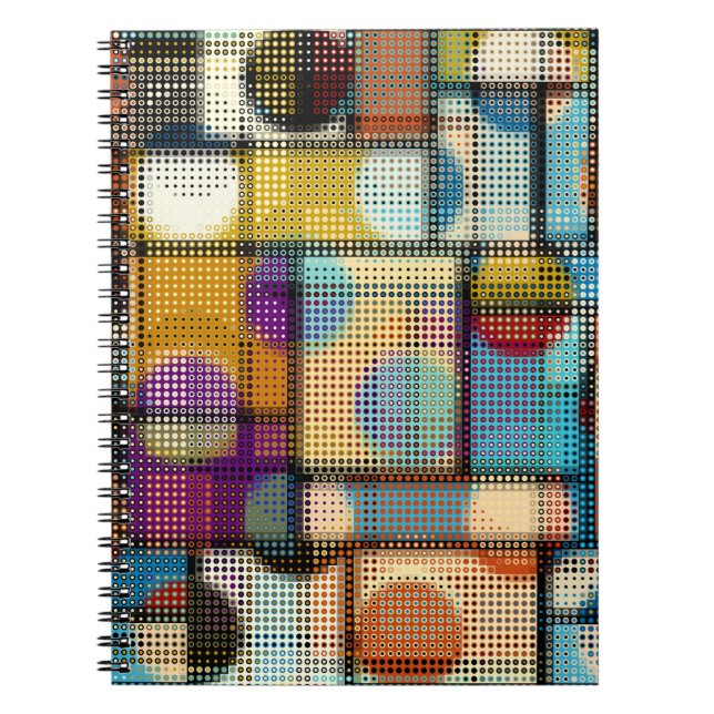 Cuaderno Arte de píxeles de polos bajos, patrón geométrico. (Frente)