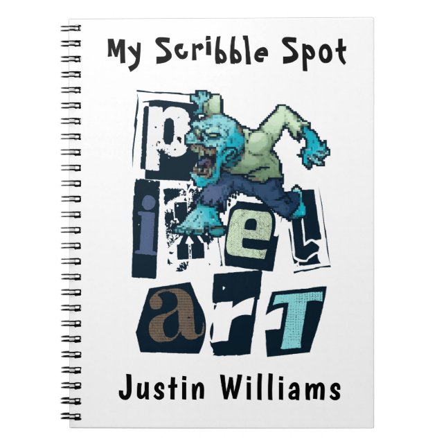 Cuaderno Arte de píxeles y personalizado monstruo (Frente)