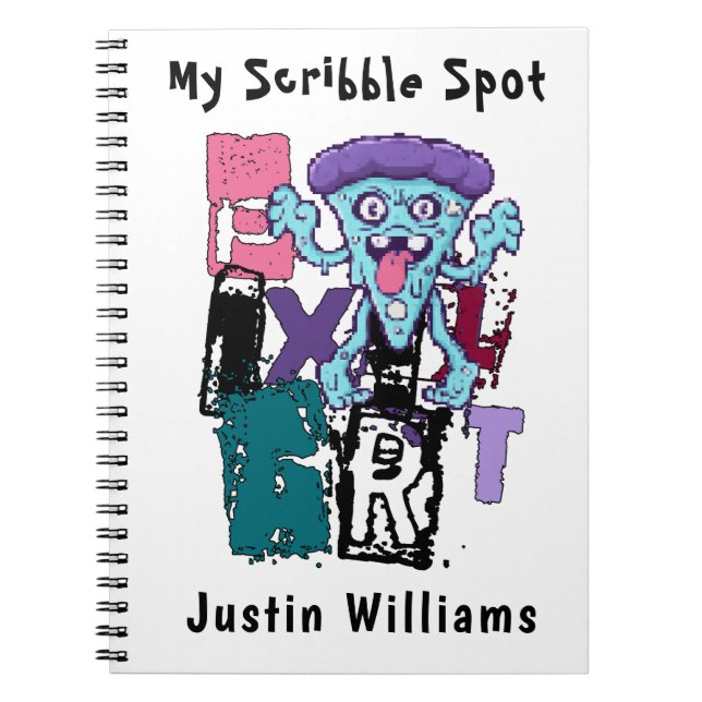 Cuaderno Arte de píxeles y personalizado monstruo azul (Frente)