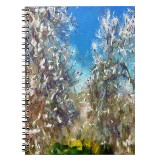 Cuaderno Arte de Pointillismo en árbol de almendras de prim