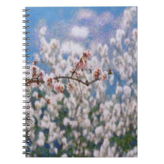 Cuaderno Arte de puntillismo en árbol de almendros en flor