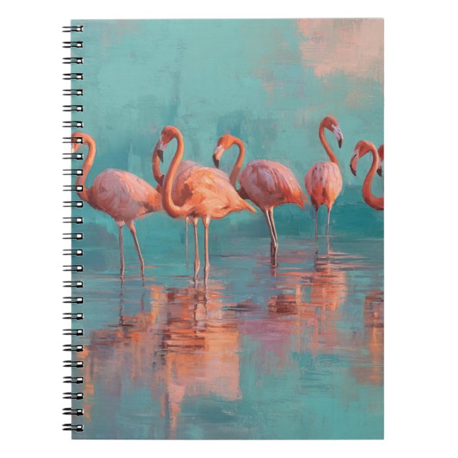 Cuaderno Arte de reflexión de Rubor Flamingos Aqua (Frente)