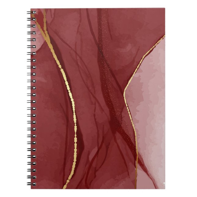 Cuaderno Arte de resina, fondo abstracto de marsala rojo os (Frente)
