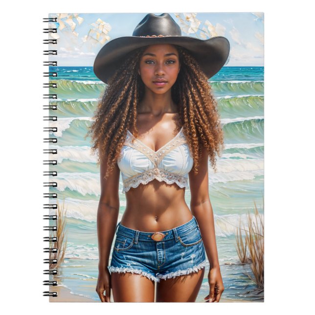 Cuaderno Arte de retrato de chica negra costera (Frente)