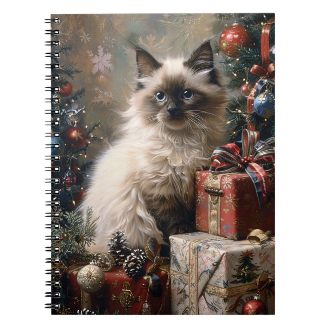 Cuaderno Arte de retrato de gatos de Navidades gatitos bali (Frente)