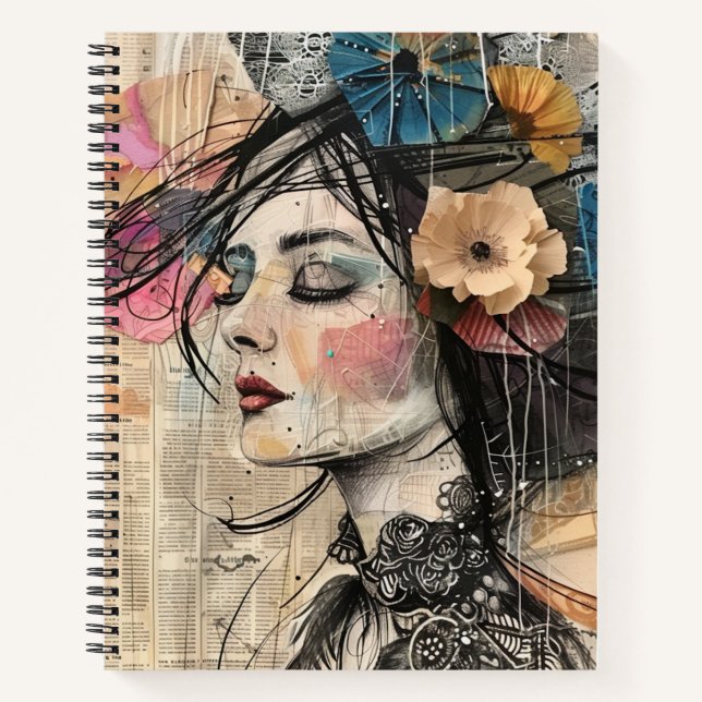 Cuaderno Arte de retrato en collage de medios mixtos (2) (Anverso)
