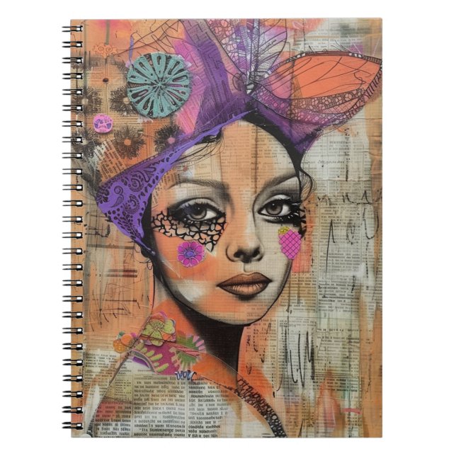Cuaderno Arte de retrato en collage de medios mixtos (5) (Frente)