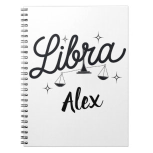 Cuaderno Arte de Rótulo Libra Zodiac personalizado