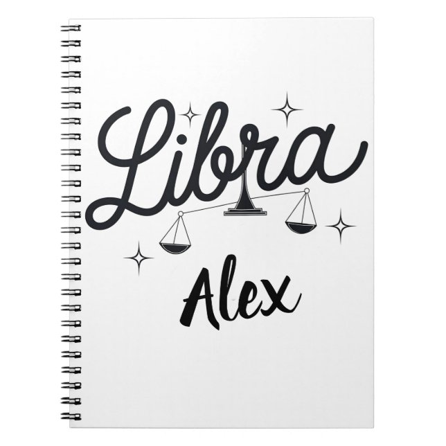 Cuaderno Arte de Rótulo Libra Zodiac personalizado (Frente)