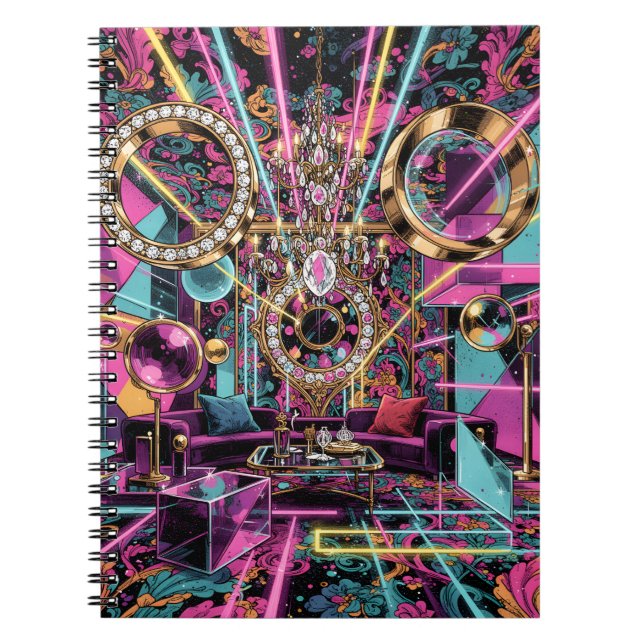 Cuaderno Arte de Salón de Lujo Psicodélico de Neón (Frente)