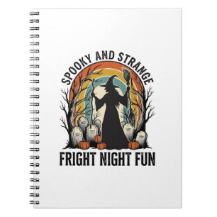 Cuaderno Arte de silueta de cementerio de Halloween de bruj