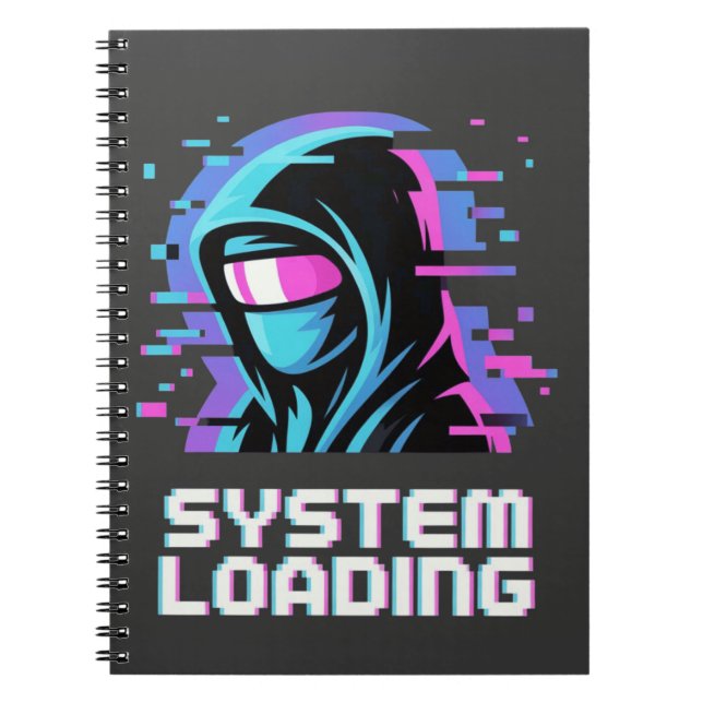 Cuaderno Arte de sudadera con capucha de error cibernético: (Frente)