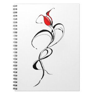 Cuaderno Arte de Tatuaje Tribal Surrealista Rosa Roja Gótic