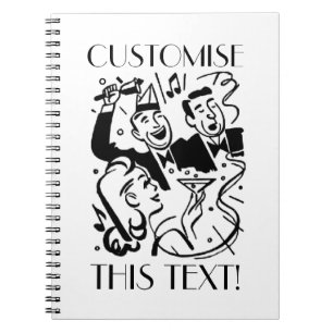 Cuaderno Arte de texto personalizado fiesta de cóctel Art D
