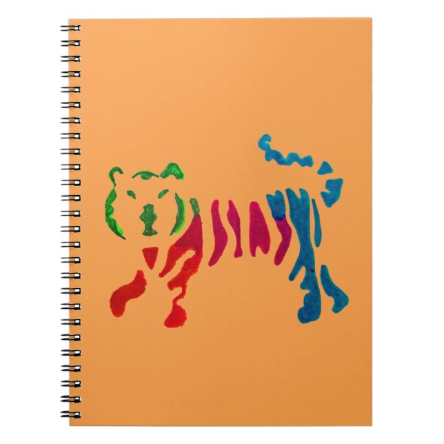Cuaderno Arte de tigre de rayas arcoiris (Frente)