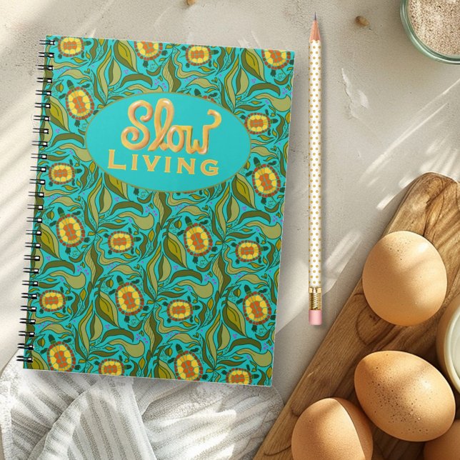 Cuaderno Arte de Tortuga Patrón Verde de Vida Lenta (Subido por el creador)
