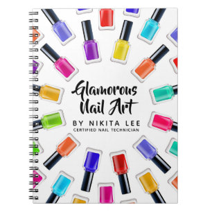 Cuaderno Arte de uñas con esmalte de uñas de arcoíris brill