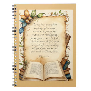 Cuaderno Arte de versículo cristiano de Filipenses 4:6-7