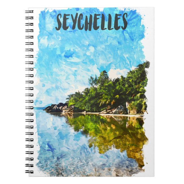 Cuaderno Arte de viaje de Isla Criolla Tropical de Seychell (Frente)